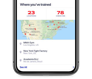 See how many places you trained or competed at.